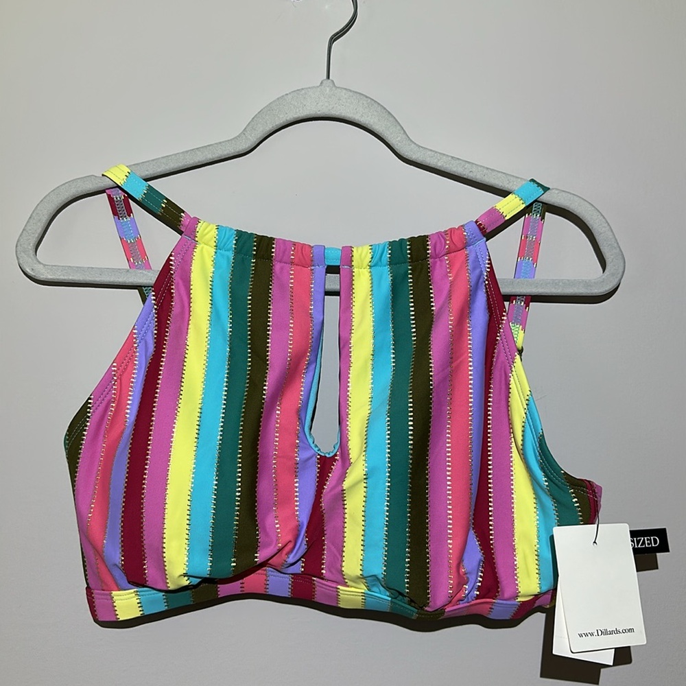 Gibson Latimer Colorful Striped Bikini Top NWT size 38D